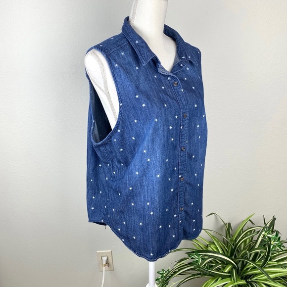 Plus Size XXL Blue Denim Sleeveless Cotton Button Up EUC Universal Thread - Picture 5 of 8